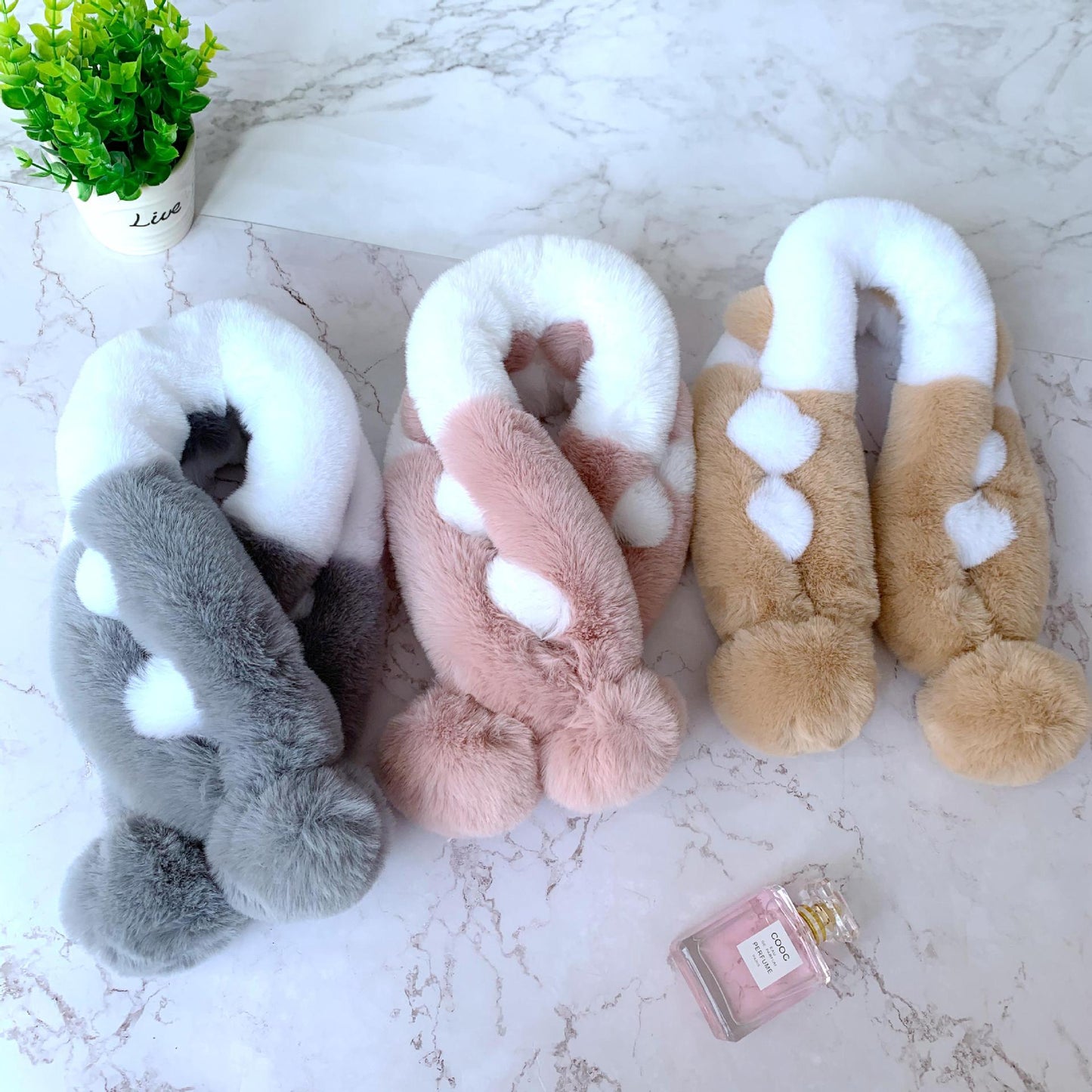 Winter Faux Rabbit Fur Scarf - Cozy & Colorful