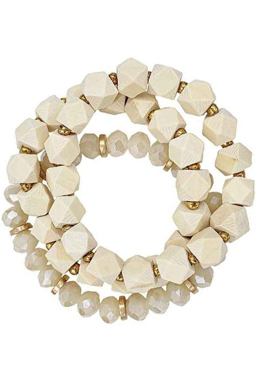 Free Shipping For Myra wood & bead bracelet set