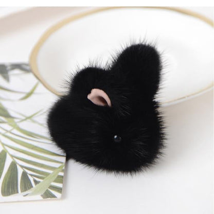 Mink Fur Mini Jade Rabbit Pendant Bag Charm Keychain Accessory