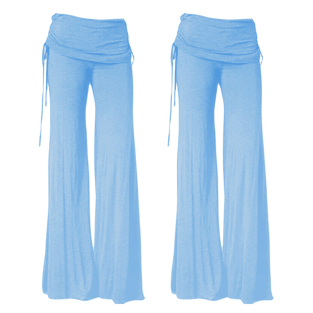 New FashionPure Color Low Waist Yoga Wide-legs Long Pants Beach Pants