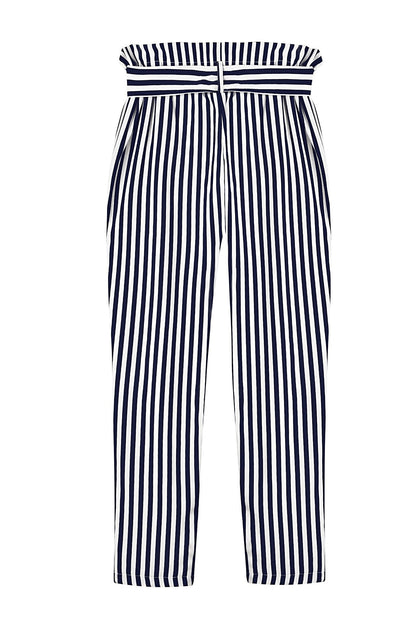 Clearance Striped Slim Strap Belt Long Skinny Casual Pants