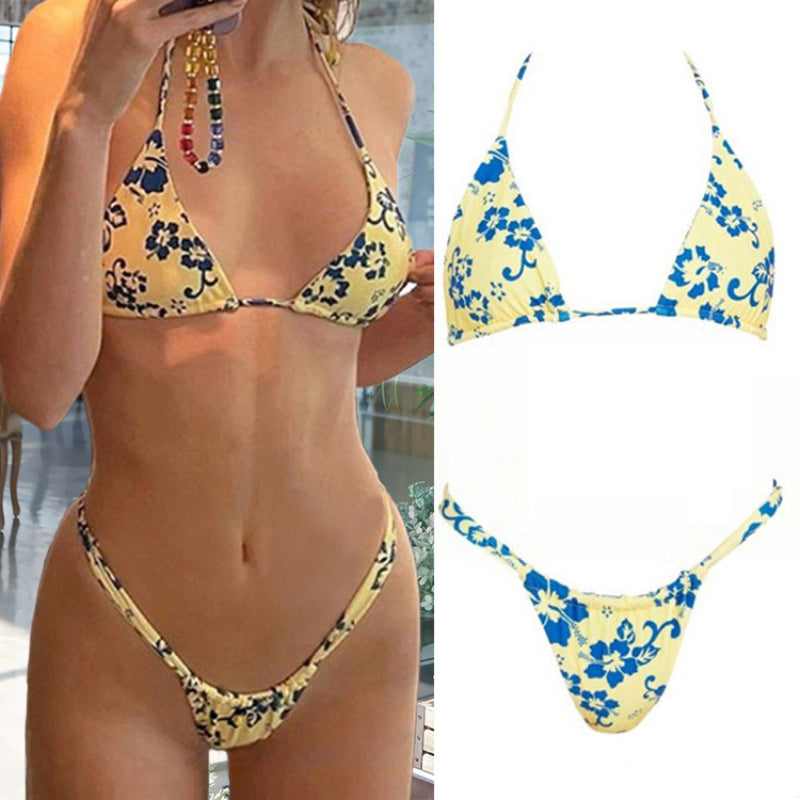 Floral Print Sexy Bandage Bikini Swimwear