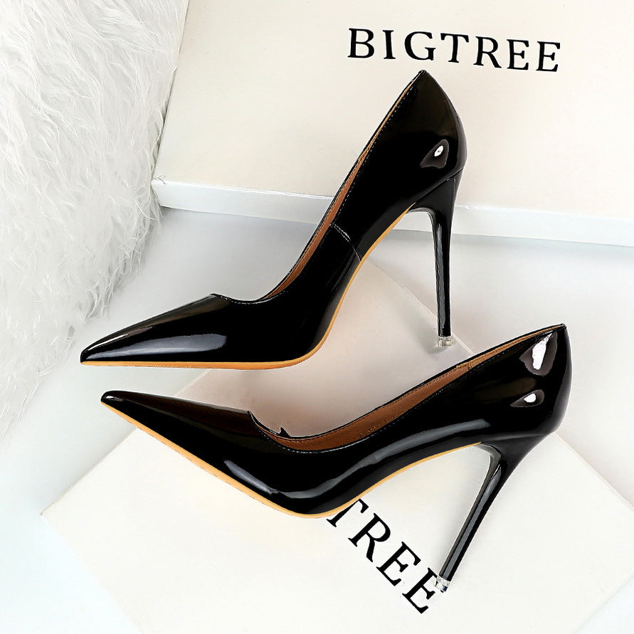 Minimalist High Heel Patent Leather Sexy Slim Women's Shoes