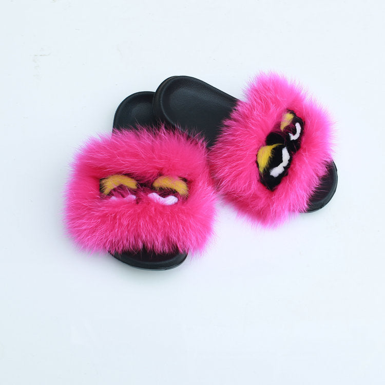 Summer Fuzzy Fox Slippers - Women's Monster Face Indoor Shoes