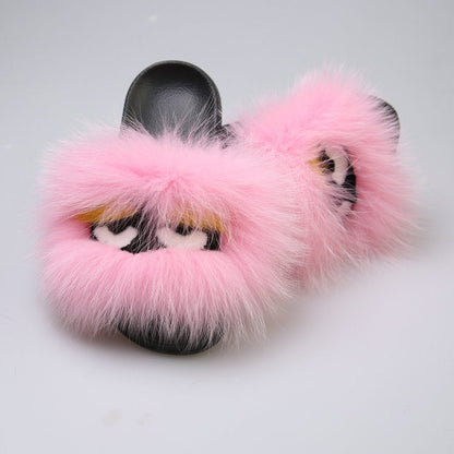 Summer Fuzzy Fox Slippers - Women's Monster Face Indoor Shoes