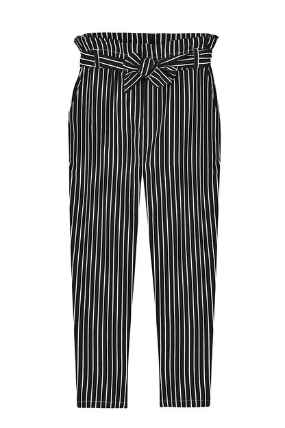 Clearance Striped Slim Strap Belt Long Skinny Casual Pants