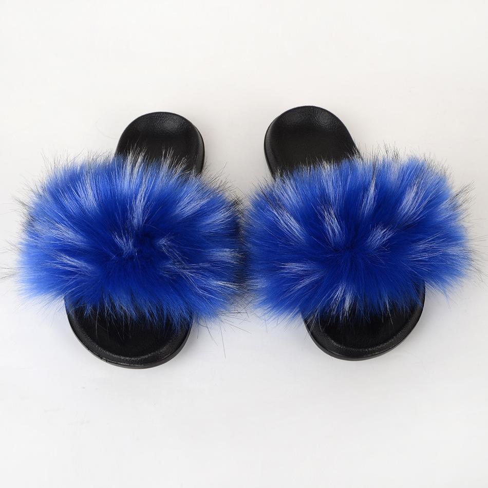 Raccoon dog hair imitation fox hair slippers women's hair sandals