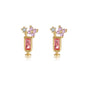 Free Shipping For Golden Plated Pink Drink Stud Earrings