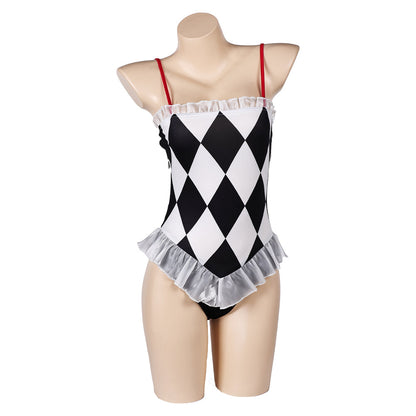 Free Shipping For_oker: Folie _ Deux (2024) Movie Harley Quinn Women White And Black Swimsuit Cosplay Costume