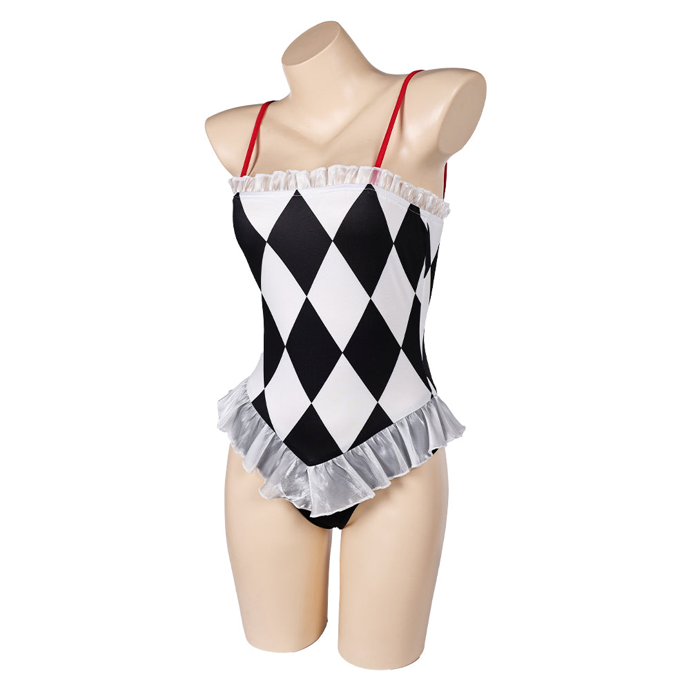 Free Shipping For_oker: Folie _ Deux (2024) Movie Harley Quinn Women White And Black Swimsuit Cosplay Costume