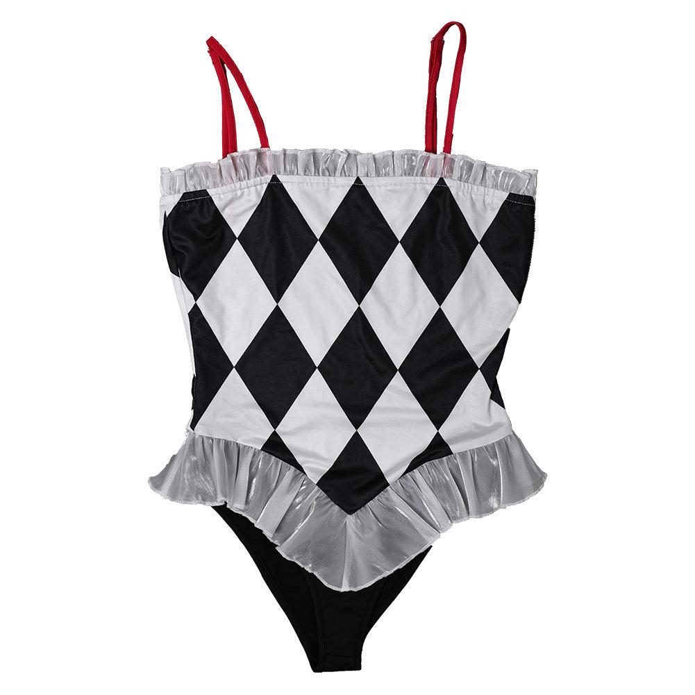 Free Shipping For_oker: Folie _ Deux (2024) Movie Harley Quinn Women White And Black Swimsuit Cosplay Costume