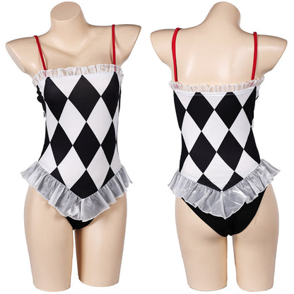 Free Shipping For_oker: Folie _ Deux (2024) Movie Harley Quinn Women White And Black Swimsuit Cosplay Costume