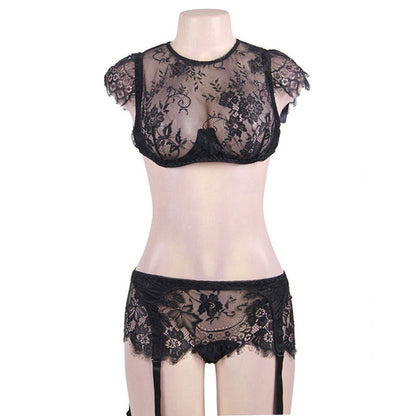 Plus Size Erotic Bra Mesh See-through Set