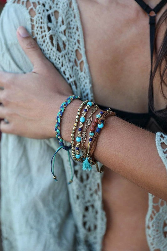 Free Shipping For Turquoise Stackable Suede Bracelet