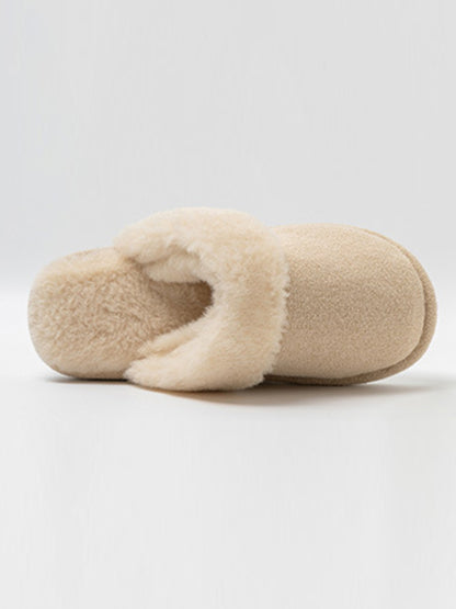 Home Wear Velvet Keep Warm Solid Color Slippers-Homeunderwear