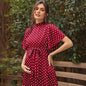 Free Shipping ForFashionable and comfortable short sleeved polka dot chiffon maternity dress with straps