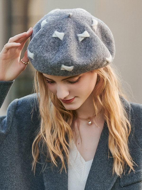 New Fashion Urban Wool Bow-Embellished Beret Hat-Homeundewear