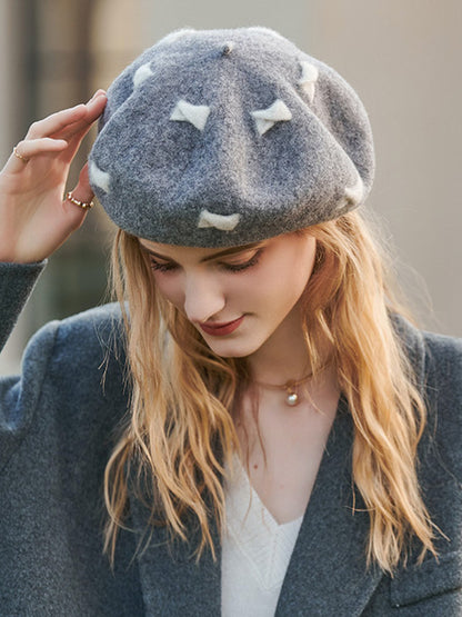 New Fashion Urban Wool Bow-Embellished Beret Hat-Homeundewear