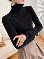 Simple Skinny Solid Color High-Neck Sweater Tops Pullovers-Homeunderwear