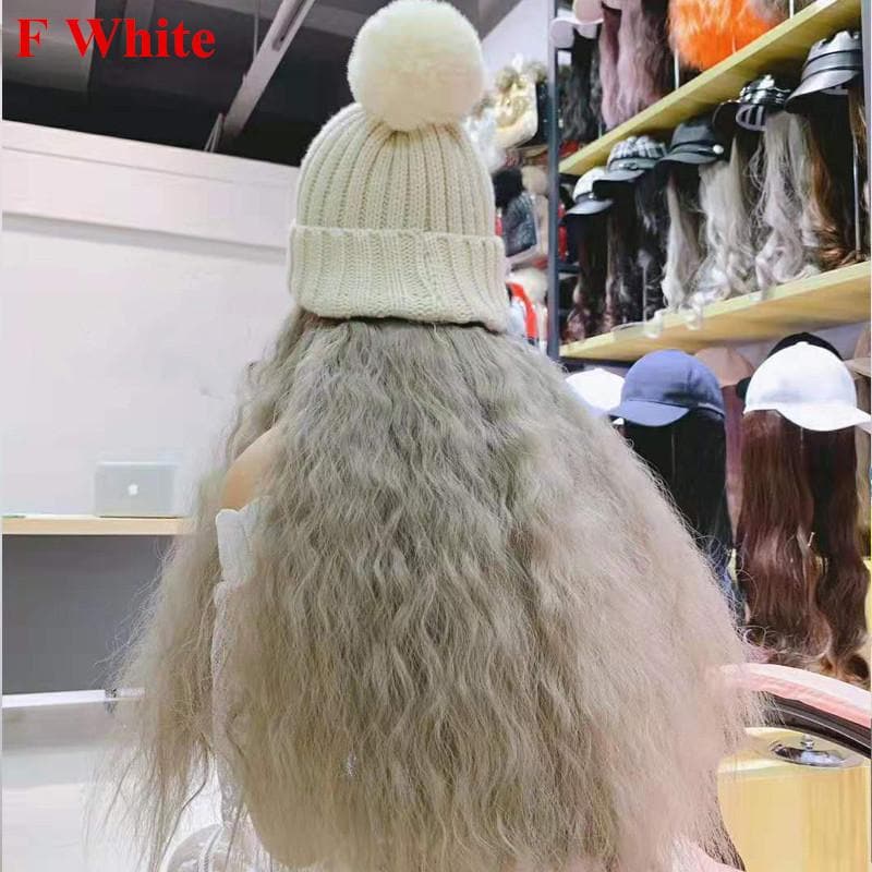 Free Shipping For Hivava Colorful Knitting Hat With Removable Long Curly Wig 3