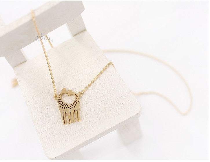 Giraffe Shaped Animal Themed Charm Necklace