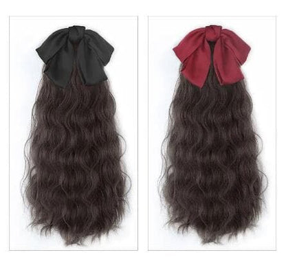 Free Shipping For Hivava Black/Wine Bowknot Long Ponytail Wig