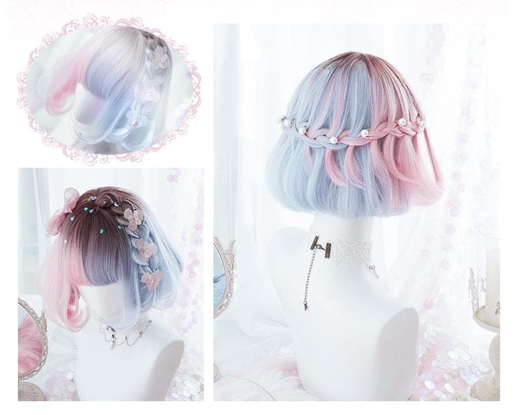 Free Shipping For Hivava Blue Pink Lolita Short Wig