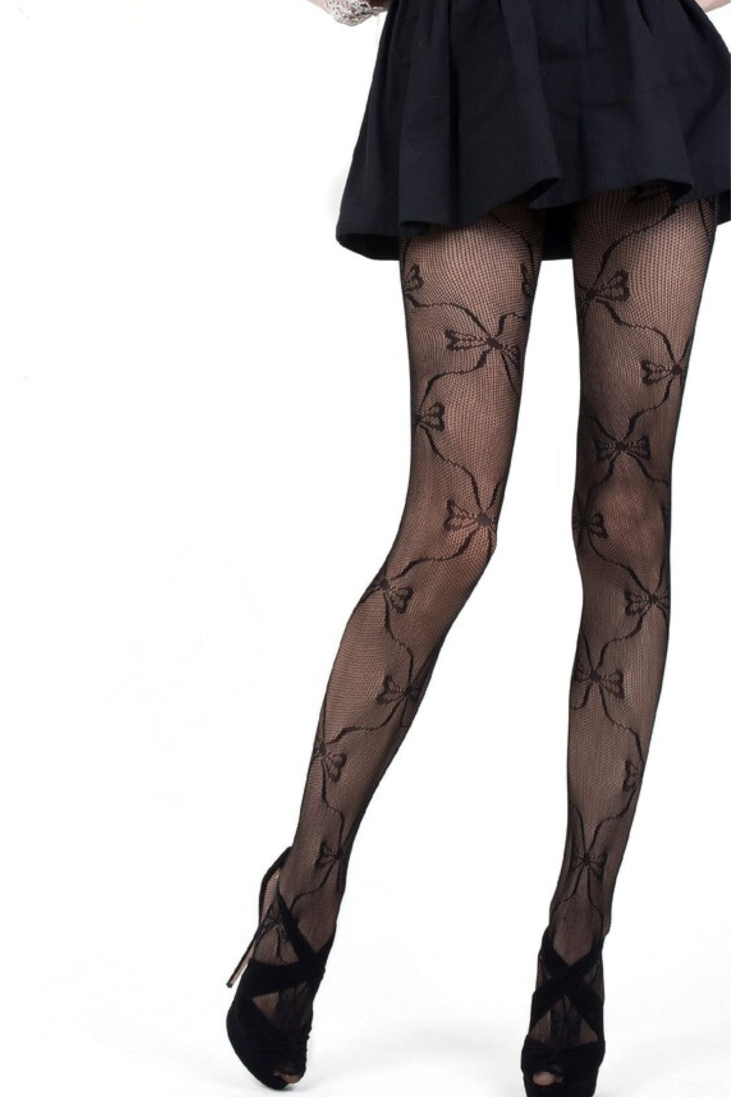 Free Shipping For Plus Size Wrapped in Ribbons and Bows Fishnet Tights