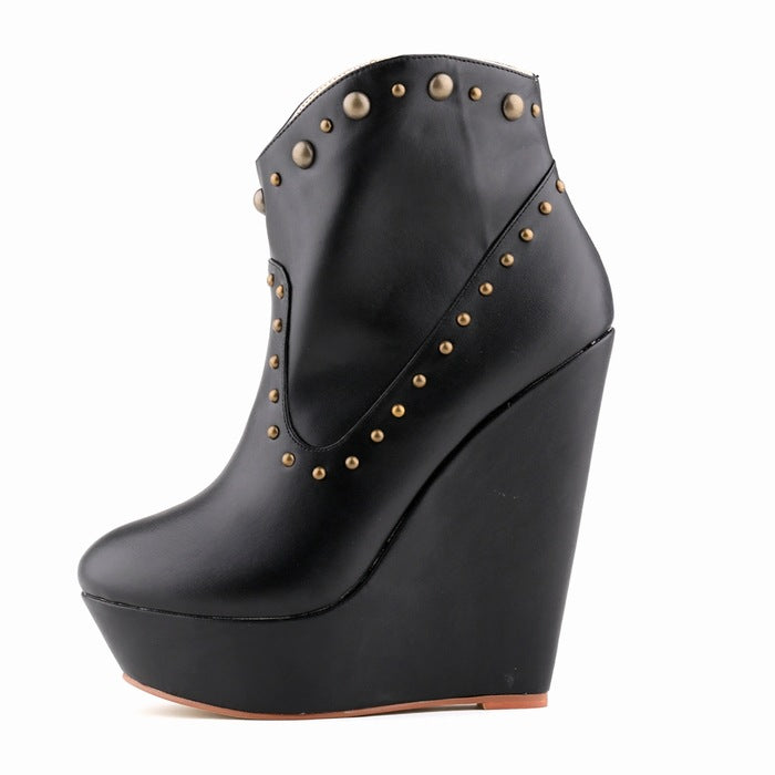 Elegant and Versatile Punk Studded High Heel Women's Ankle Boots