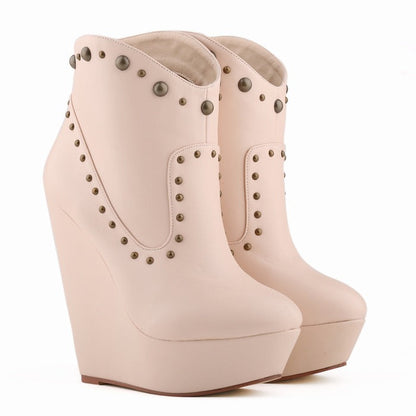 Elegant and Versatile Punk Studded High Heel Women's Ankle Boots