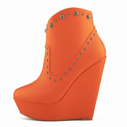 Elegant and Versatile Punk Studded High Heel Women's Ankle Boots