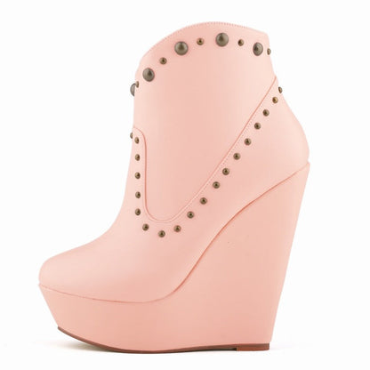 Elegant and Versatile Punk Studded High Heel Women's Ankle Boots