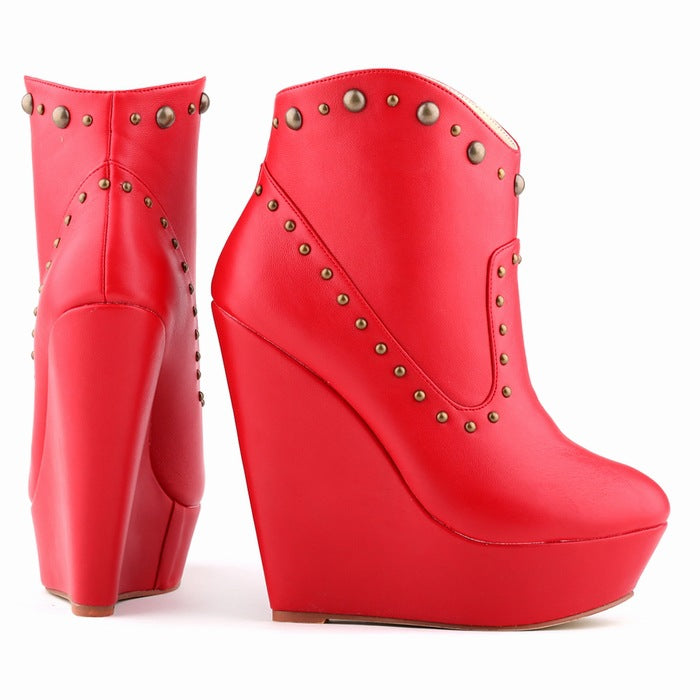 Elegant and Versatile Punk Studded High Heel Women's Ankle Boots