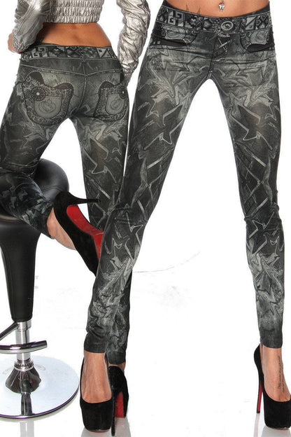 Clearance High Waist Painting Print 9/10 Fashion Slim Skinny Leggings