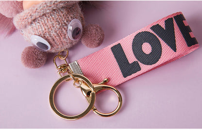 Cute Sleeping Baby Plush Car Keychain