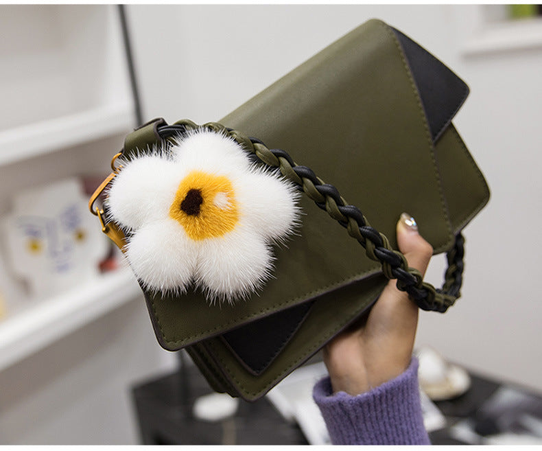 Cute Mink Fur Sunflower Keychain - Bag Accessory