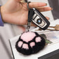 Cute Mink Fur Cat Paw Keychain