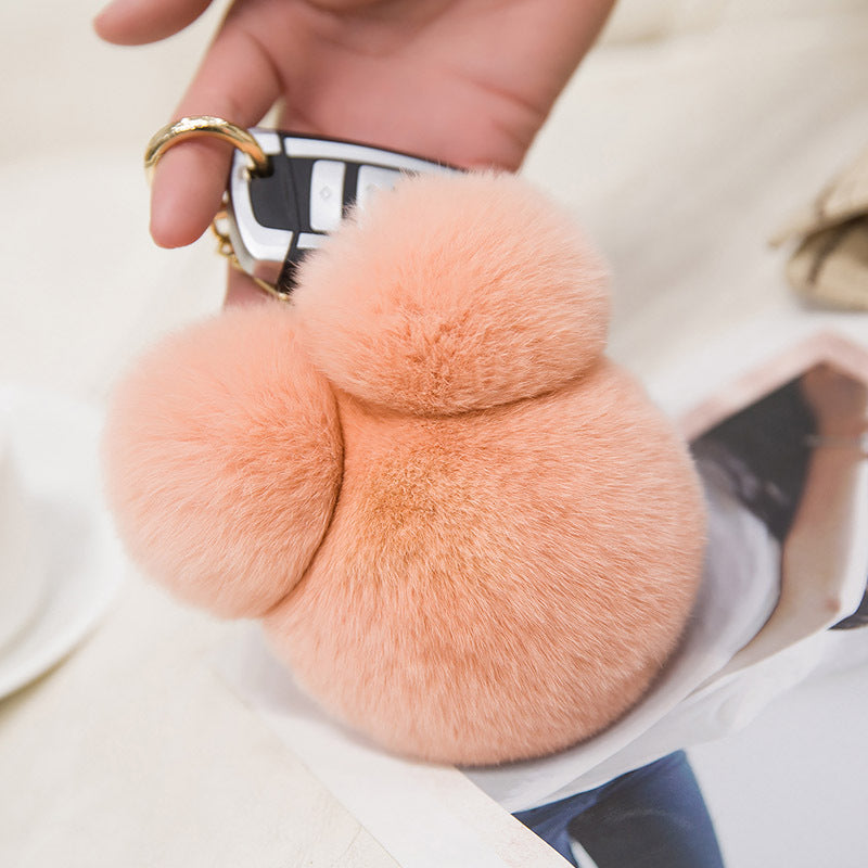 Cute Mini Mickey Real Rabbit Fur Charm Keychain