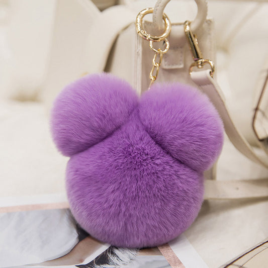 Cute Mickey Real Rabbit Fur Charm for Bags