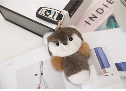 Cute Real Rabbit Fur Fox Charm Keychain