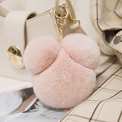 Cute Mini Mickey Real Rabbit Fur Charm Keychain