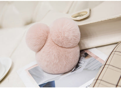 Cute Mini Mickey Real Rabbit Fur Charm Keychain