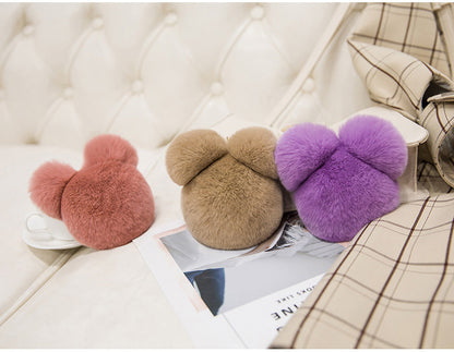 Cute Mini Mickey Real Rabbit Fur Charm Keychain