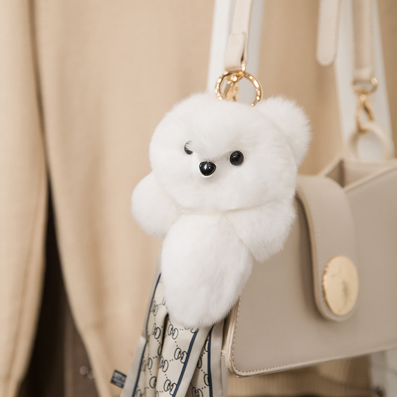 Cute Real Rabbit Fur Fox Charm Keychain