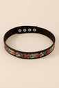 Free Shipping For Embroidery Pattern Vegan Leather Choker Necklace