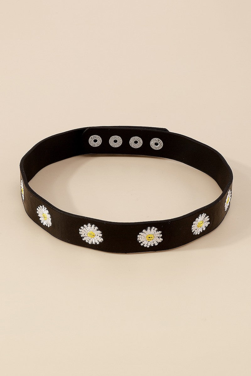 Free Shipping For Embroidery Pattern Vegan Leather Choker Necklace