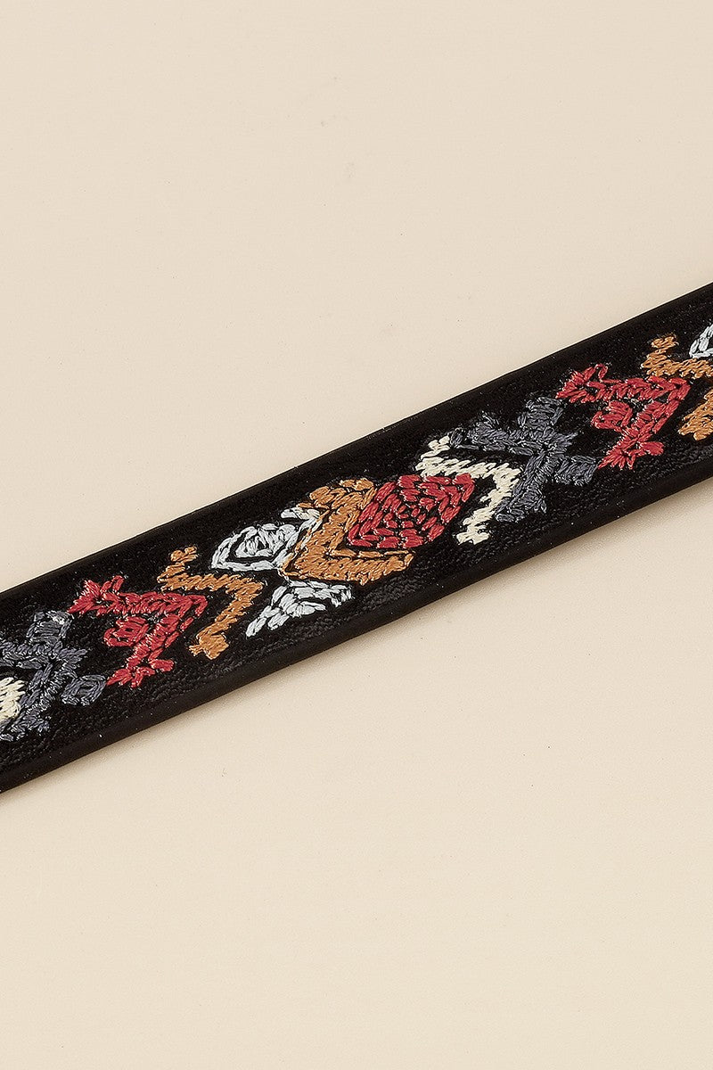 Free Shipping For Embroidery Pattern Vegan Leather Choker Necklace