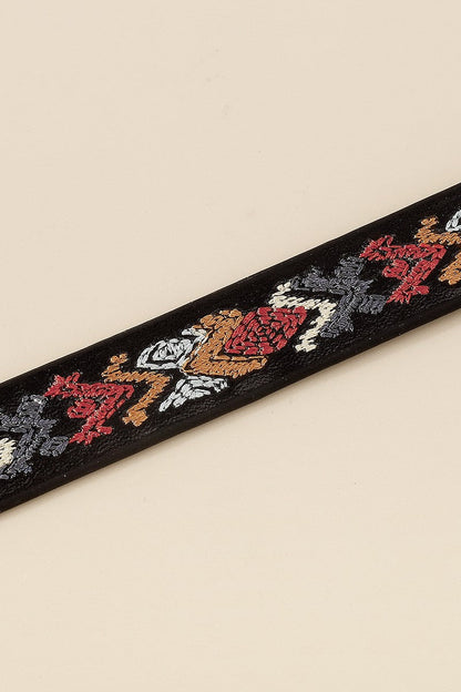 Free Shipping For Embroidery Pattern Vegan Leather Choker Necklace