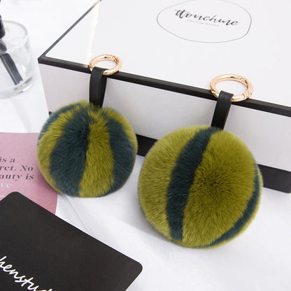 Cute Real Rabbit Fur Watermelon Pom Pom Charm