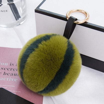 Cute Real Rabbit Fur Watermelon Pom Pom Charm